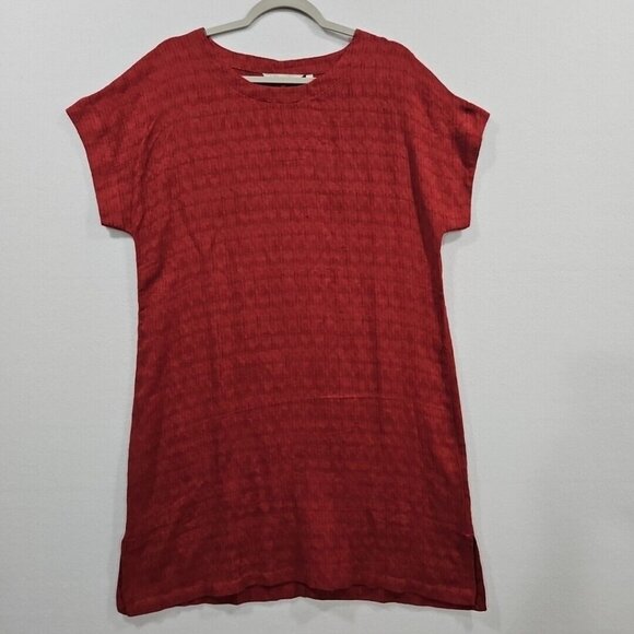Soft Surroundings Remi Gauze Slip Linen Blend Shirt Dress Petite Medium Wine Red - Picture 1 of 7